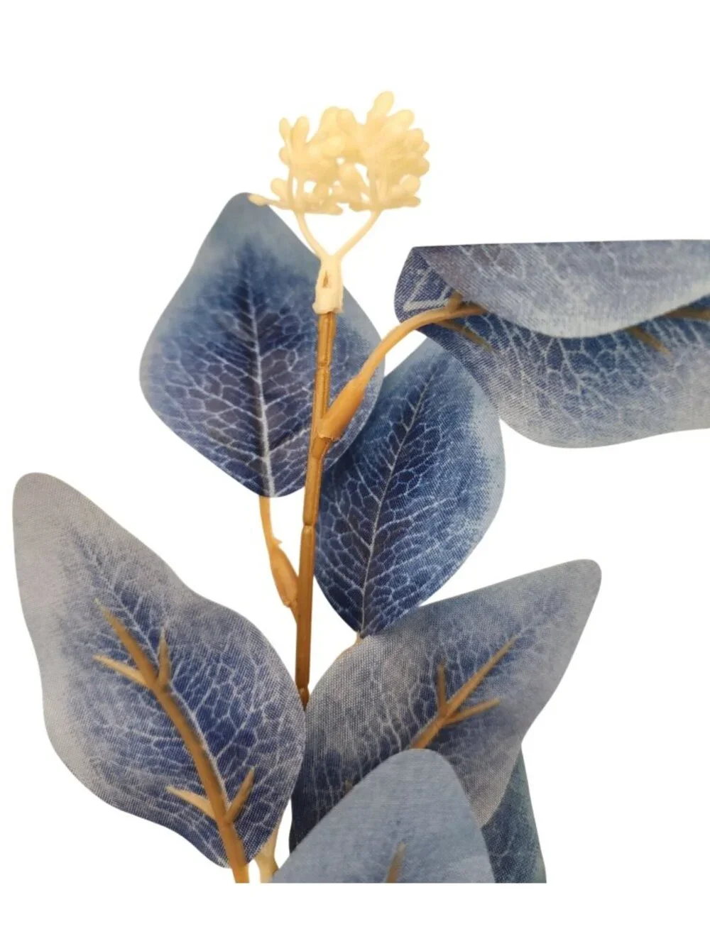 Blue Ombre Dollar Eucalyptus Stems, Faux Eucalyptus Branches, Artificial Greener